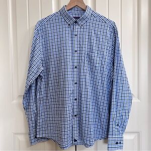 UNTUCKit Mens Simmons Performance Long Sleeve Shirt in Blue Check, Size L